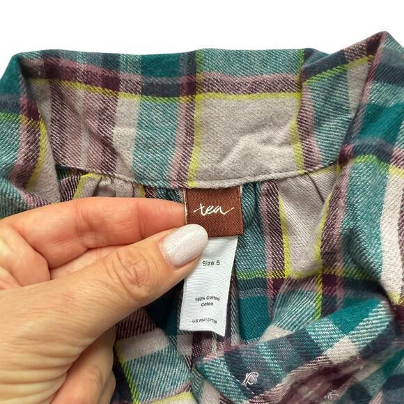 NWT Tea Collection Plaid Flannel Collared Dress Size 5 - Picture 5 of 5
